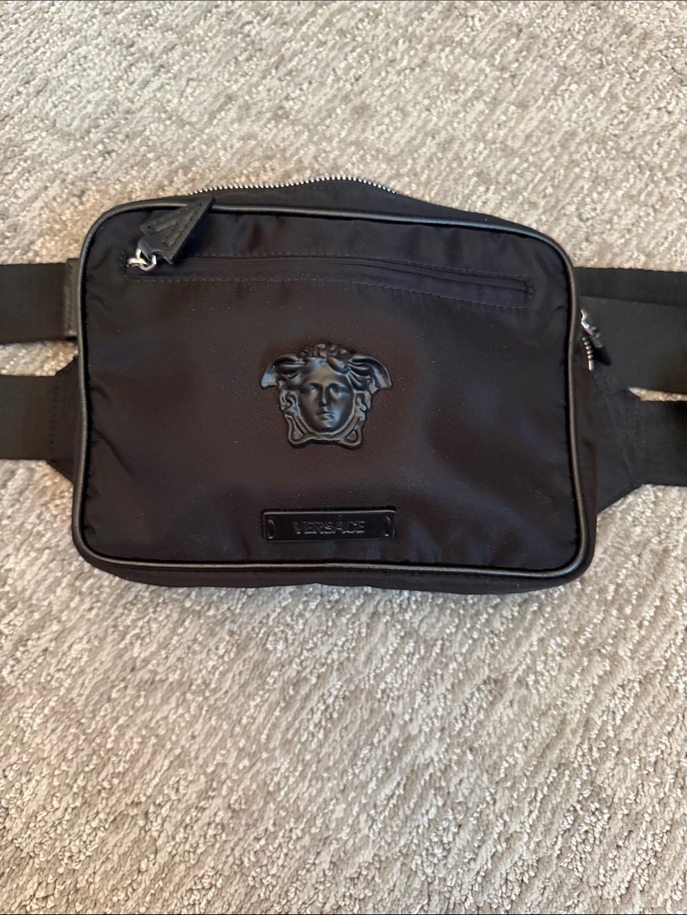 Versace Black Nylon Medusa Logo Belt Bag